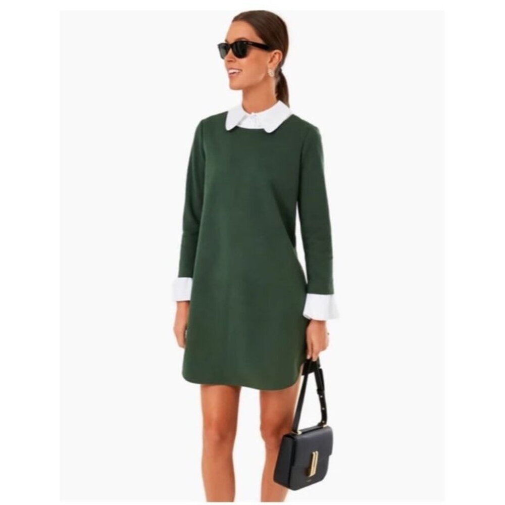 Tuckernuck Dakotah Green English Ivy Collared Long Sleeve Dress Short Large